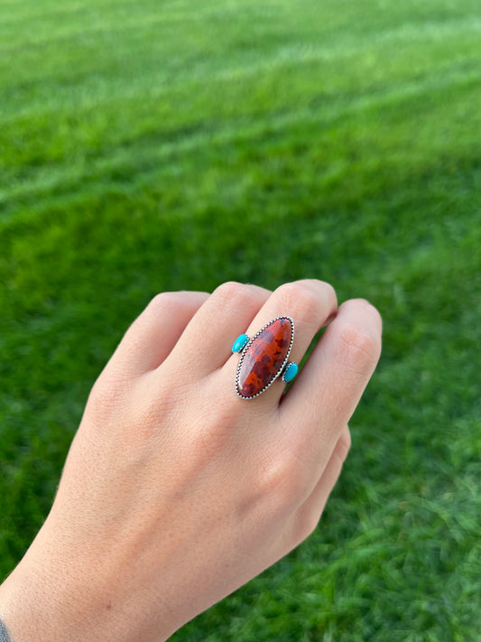 Red Jasper & Turquoise Ring